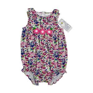 NWT Florence Eiseman 18M Floral Knit Romper with Appliue Flowers